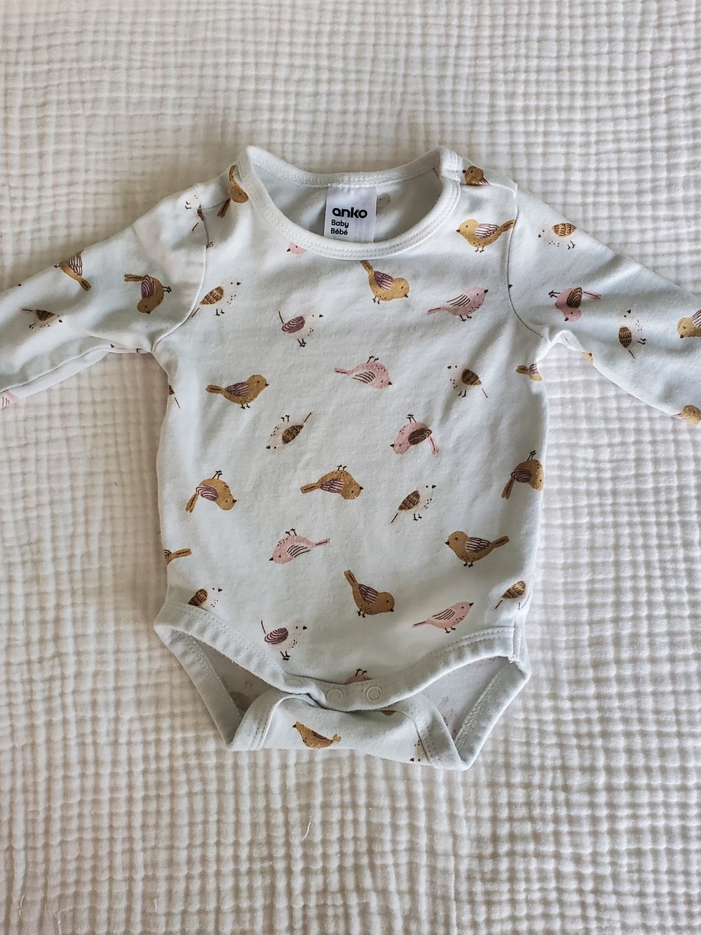 Anko Baby Onesie Bird Print Long-Sleeve One-Piece